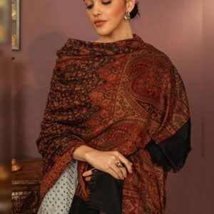 Pashmkala Women Zarif-e-Kashmir Wool <br>Blend Jamawar Shawl (Size: 101X203 CM)