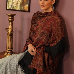 Pashmkala Women Zarif-e-Kashmir Wool <br>Blend Jamawar Shawl (Size: 101X203 CM)