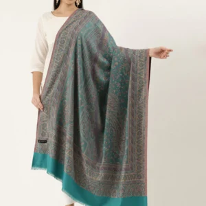 Pashmkala Women’s Noor Kashmiri <br>Royal Paisley Design Jamawar Shawl (Size: 101 X 203 Cms)