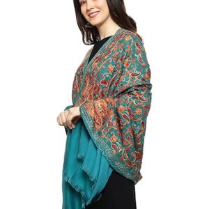 Pashmkala Women Kashmiri Aari <br>Embroidered Floral Cashmilon Stole