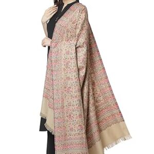 Pashmkala Women Polywool Jaal Floral Shawl
