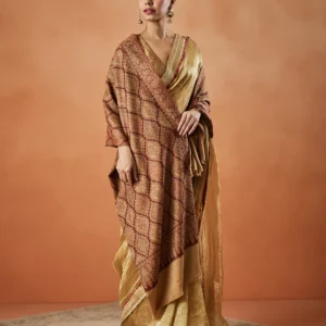 Pashmkala Women Shabnam <br> Kashmiri Jamawar Woven Shawl (Size: 101X203 CM)