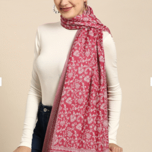 Pashmkala – Women Pink and White Kashmiri Embroidery Shawl