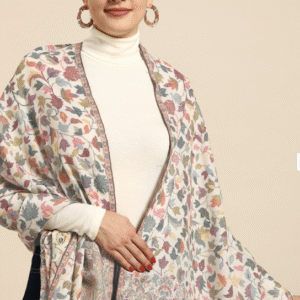 Pashmkala White Woolen Kashmiri Kani Shawl