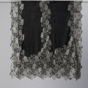 Pashmkala Women Black Shawl with lace, winter shawls for women