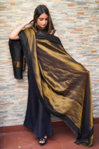 Pashmkala Women Jari Border Reversable Shawl